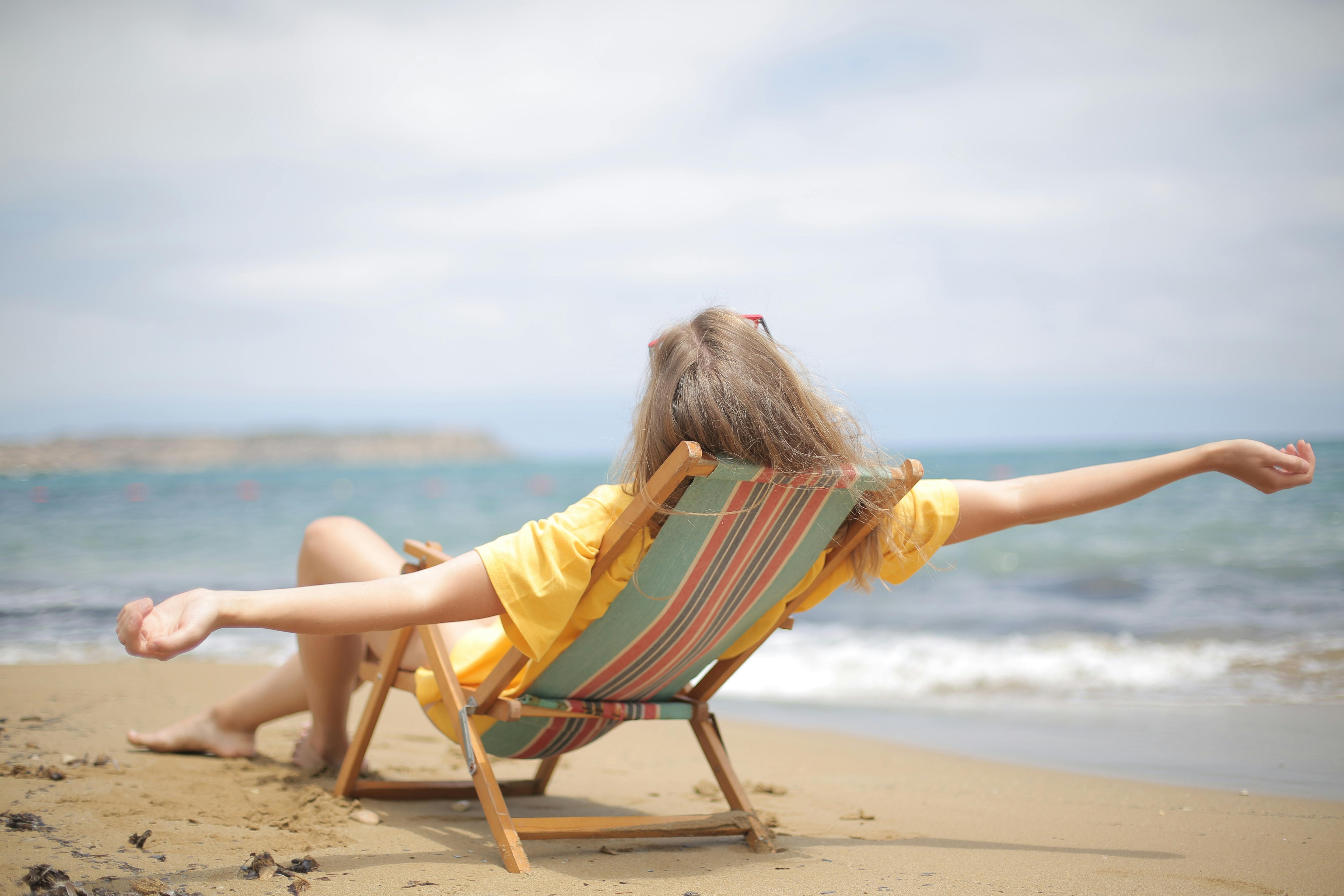 Traveler relaxing on beach