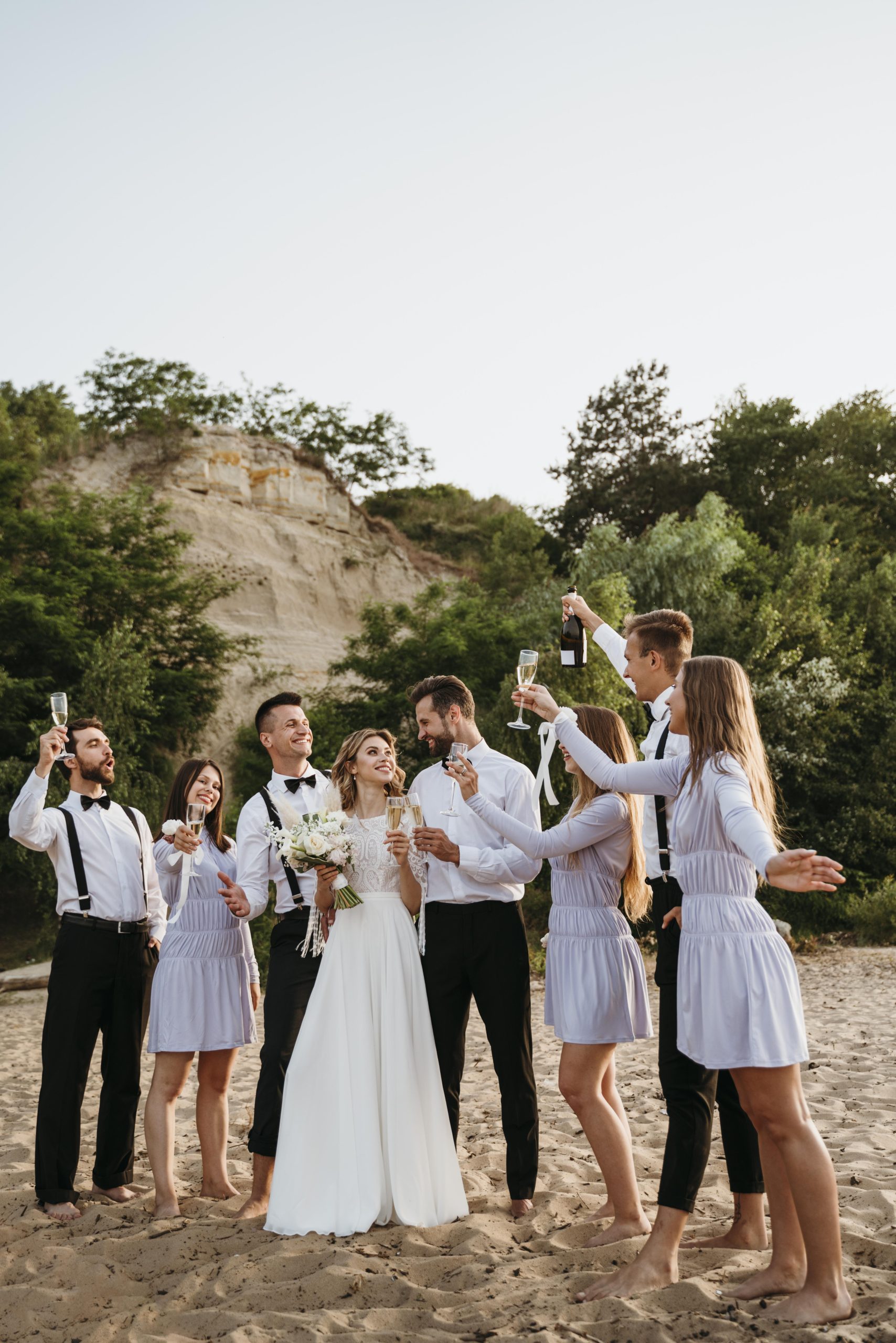 Destination wedding celebration on the beach